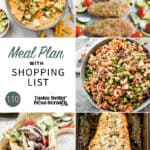 a collage of 5 dinner recipes from meal plan 110.