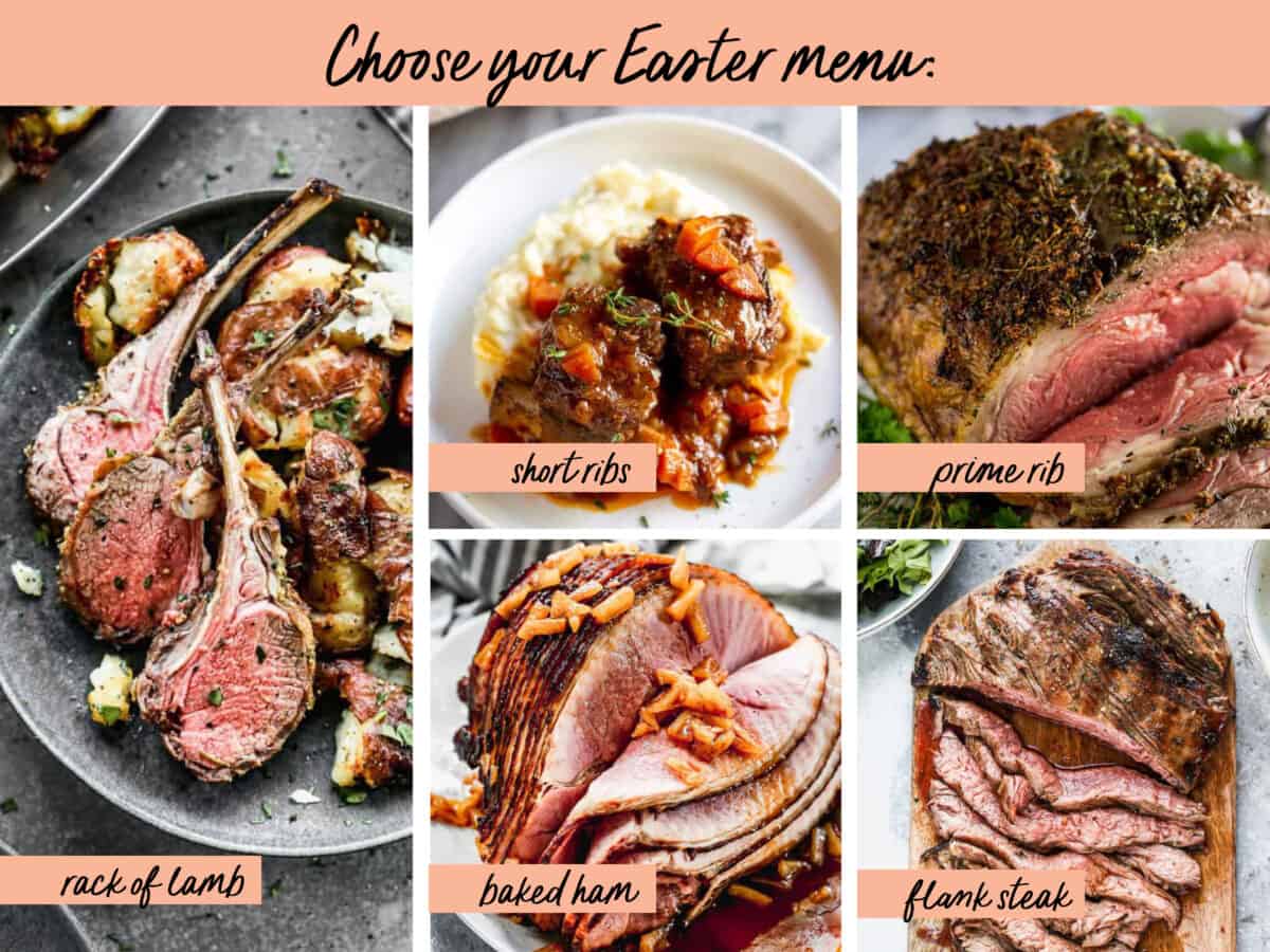 A collage of 5 Easter menu options.
