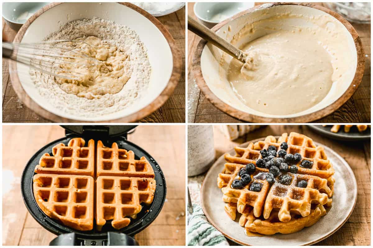 This crispy Belgian Waffle recipe is so easy to make with pantry ingredients and whipped egg whites to make crispy, fluffy pancakes that can rival any restaurant.