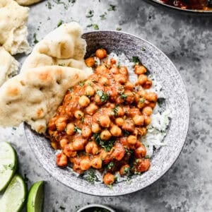 Chickpea Curry is a comforting, hearty meal you can feel good about that is naturally vegan, gluten-free, and still high in protein.