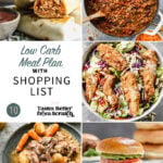 A collage of 5 dinner recipes from low carb meal plan 10.