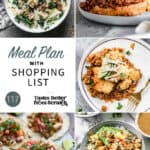 a collage of 5 dinner recipes from meal plan 117.