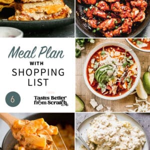 collage of 5 dinner recipes from meal plan 5.