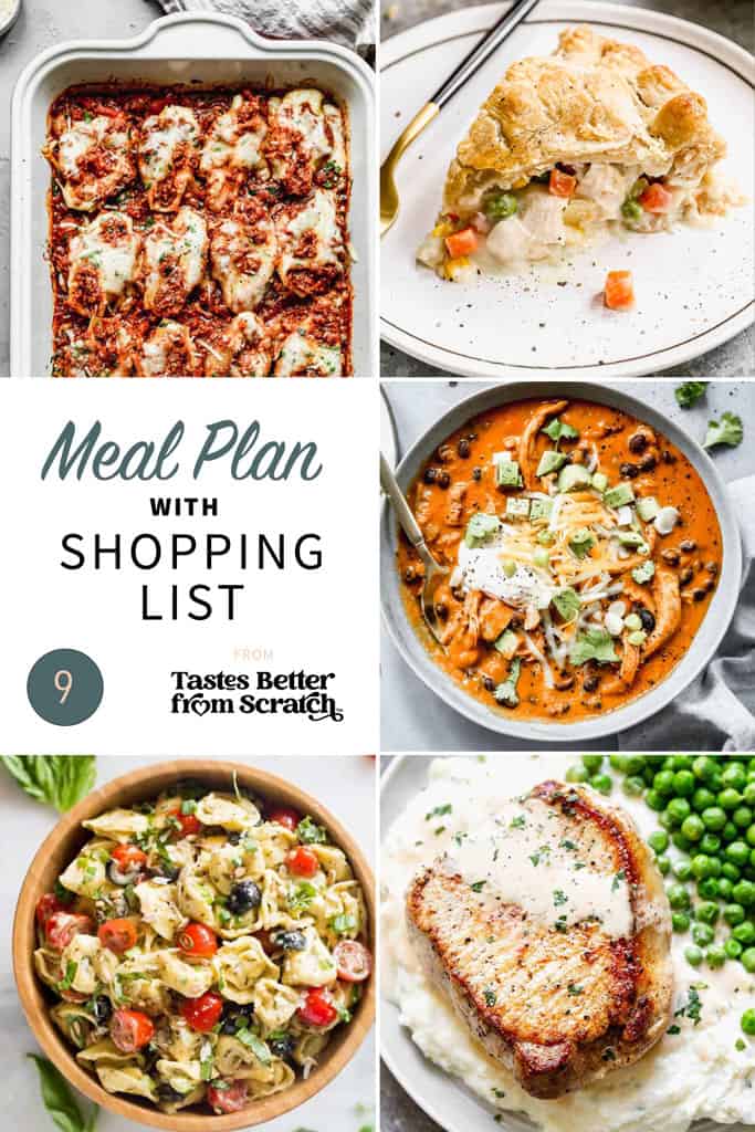 collage of 5 recipes from meal plan 9.