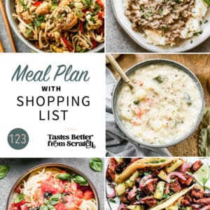 a collage of 5 meals from meal plan 123.