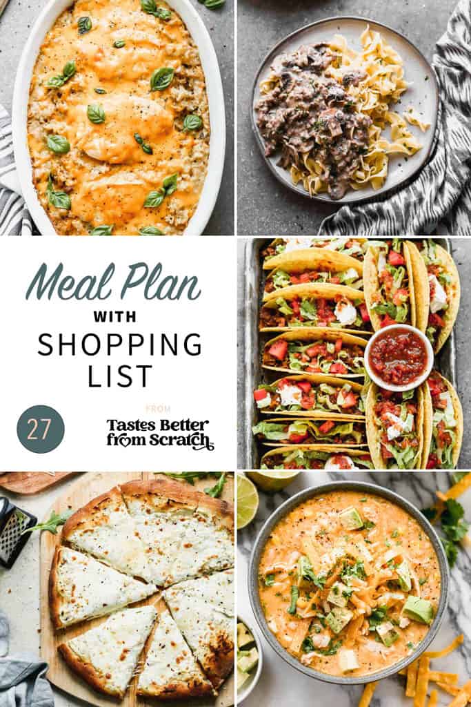 a collage of 5 meals from meal plan 27.