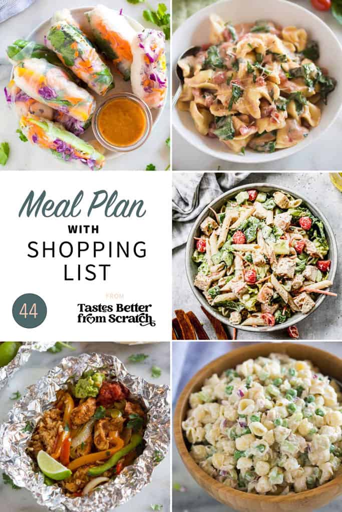 a collage of 5 recipes from meal plan 44.