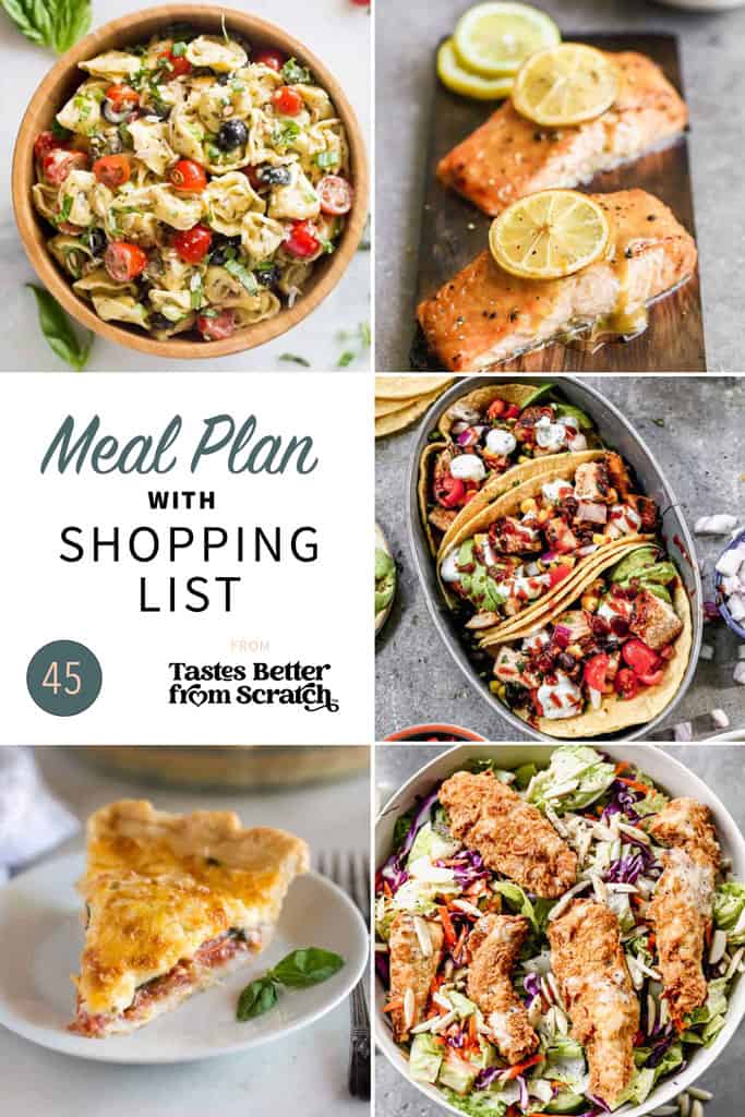 a collage of 5 images from meal plan 45.