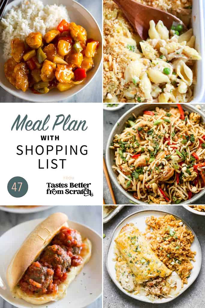 a collage of 5 meals from meal plan 47.