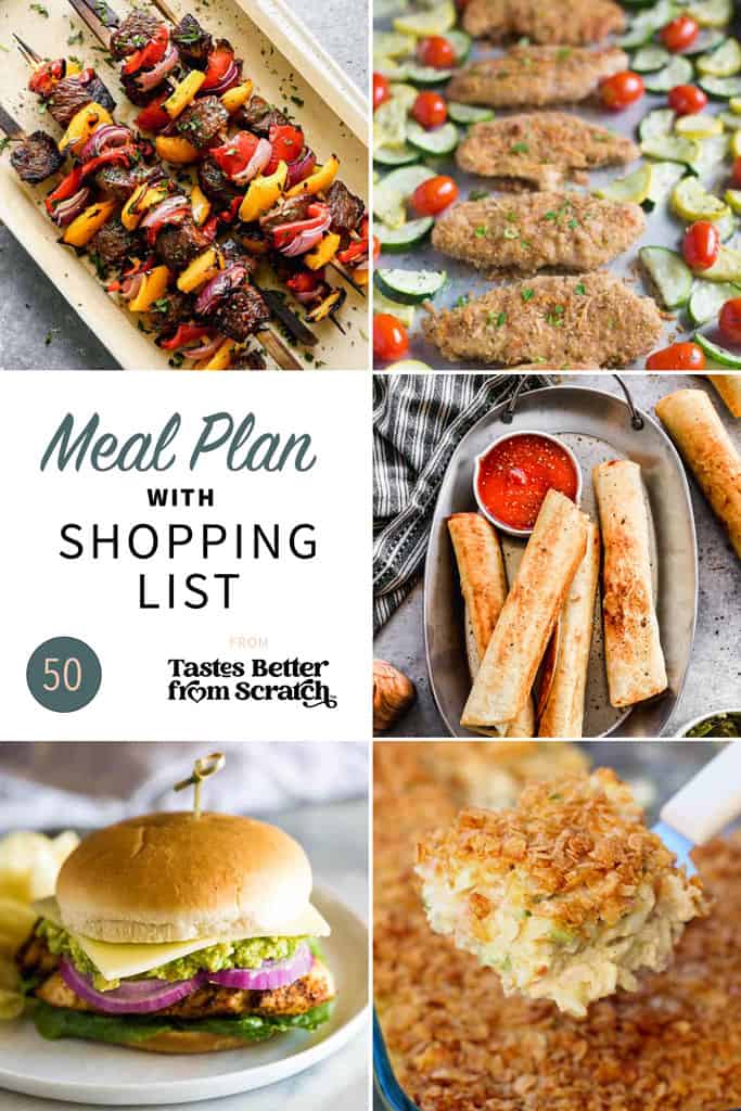 a collage of 5 meals from meal plan 50.
