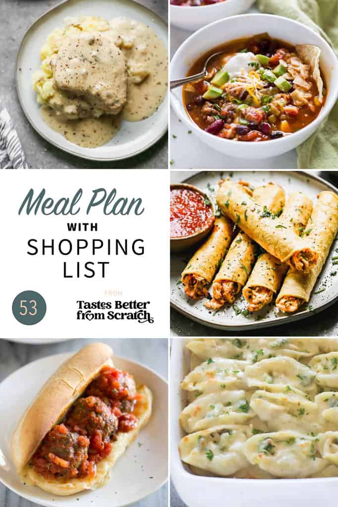 a collage of 5 recipes from meal plan 53.