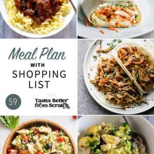 a collage of 5 recipes from meal plan 59.