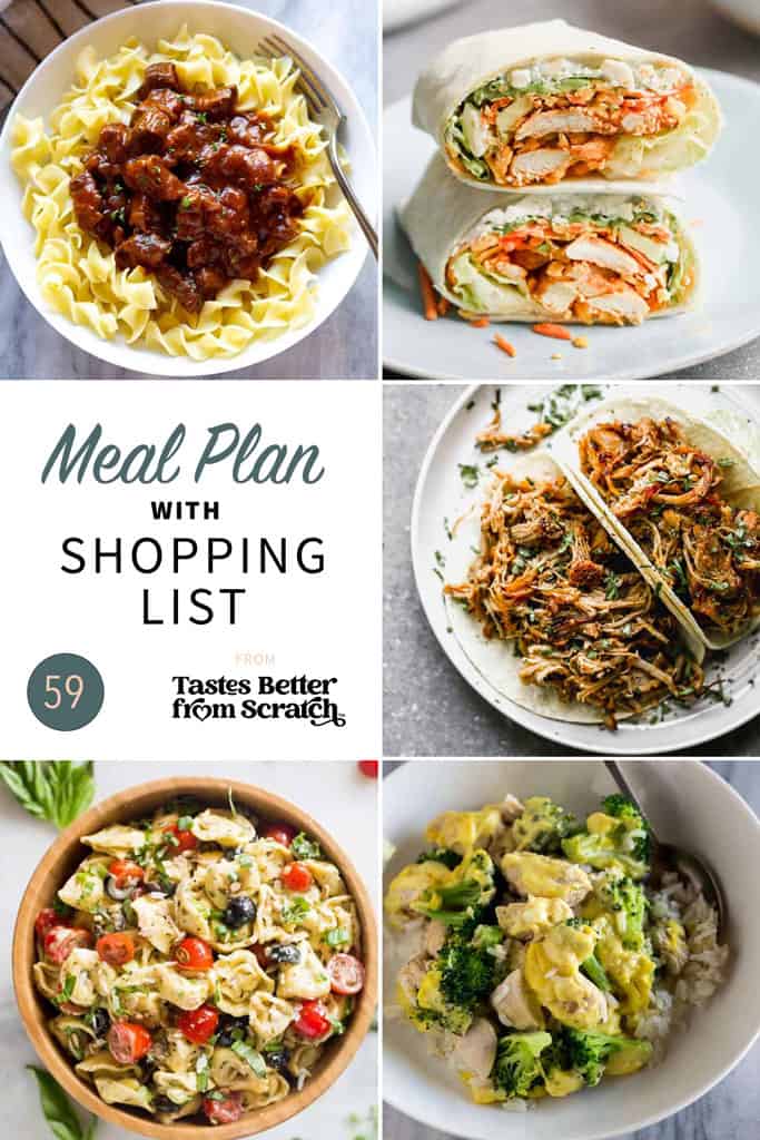 a collage of 5 recipes from meal plan 59.