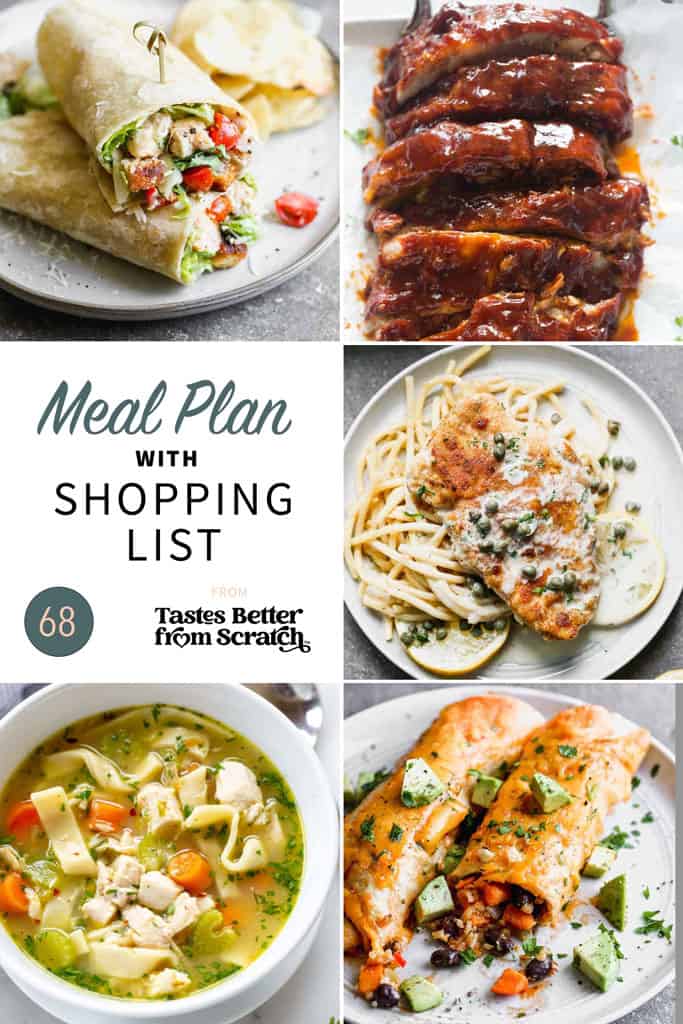 a collage of 5 meals from meal plan 68.