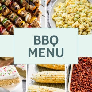 a collage of 5 images for the bbq menu.