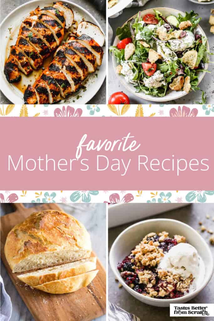 a collage of 4 mothers day recipes.