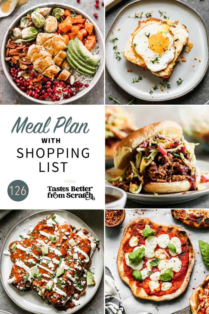 a collage o 5 recipes from meal plan 126.