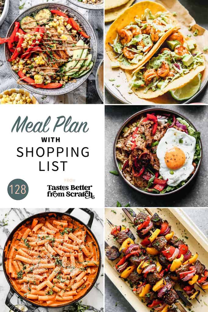 a collage of 5 meals from meal plan 128.