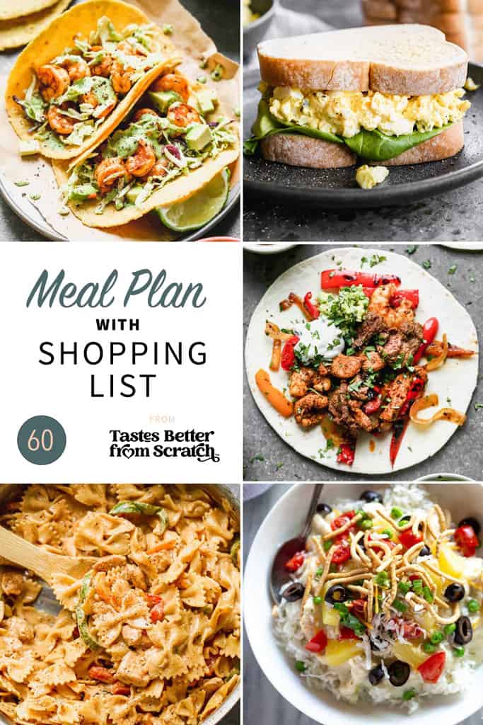 a collage of 5 images from meal plan 60.