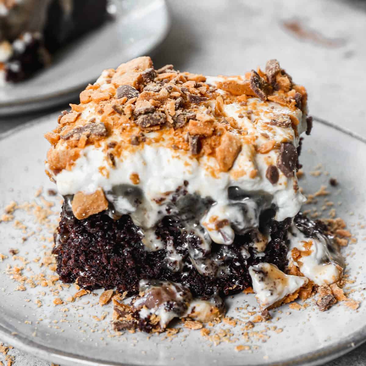 Butterfinger Poke Cake