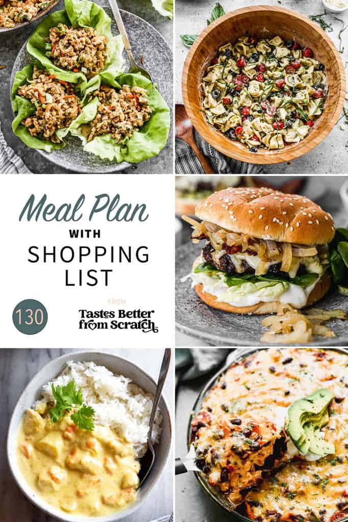a collage of 5 images from meal plan 130.