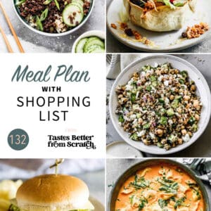 a collage of 5 recipes from meal plan 132.
