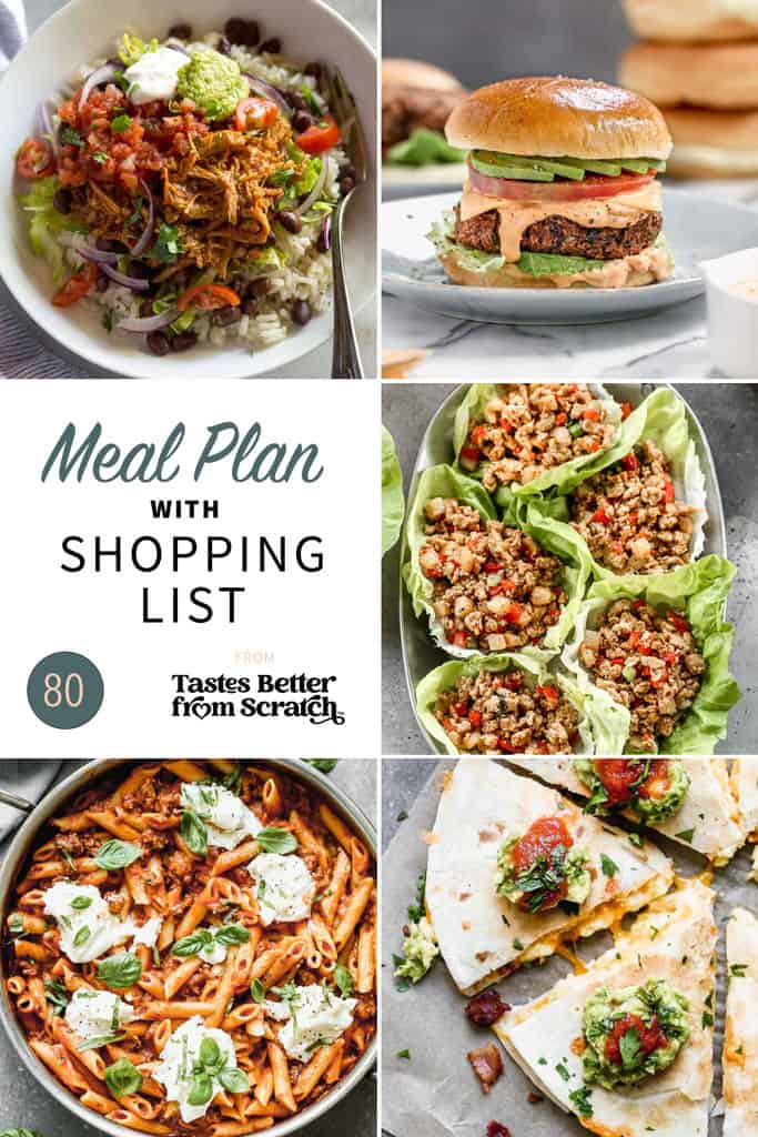 a collage of 5 recipes from meal plan 80.