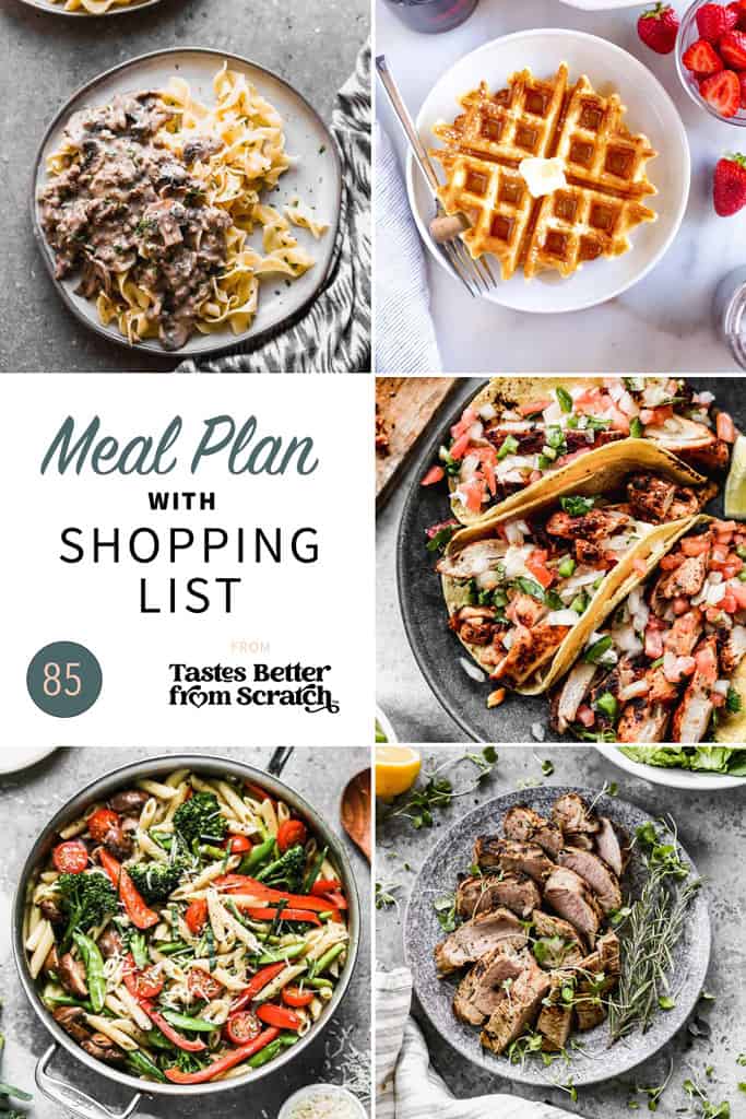 a collage of 5 meals from meal plan 85.