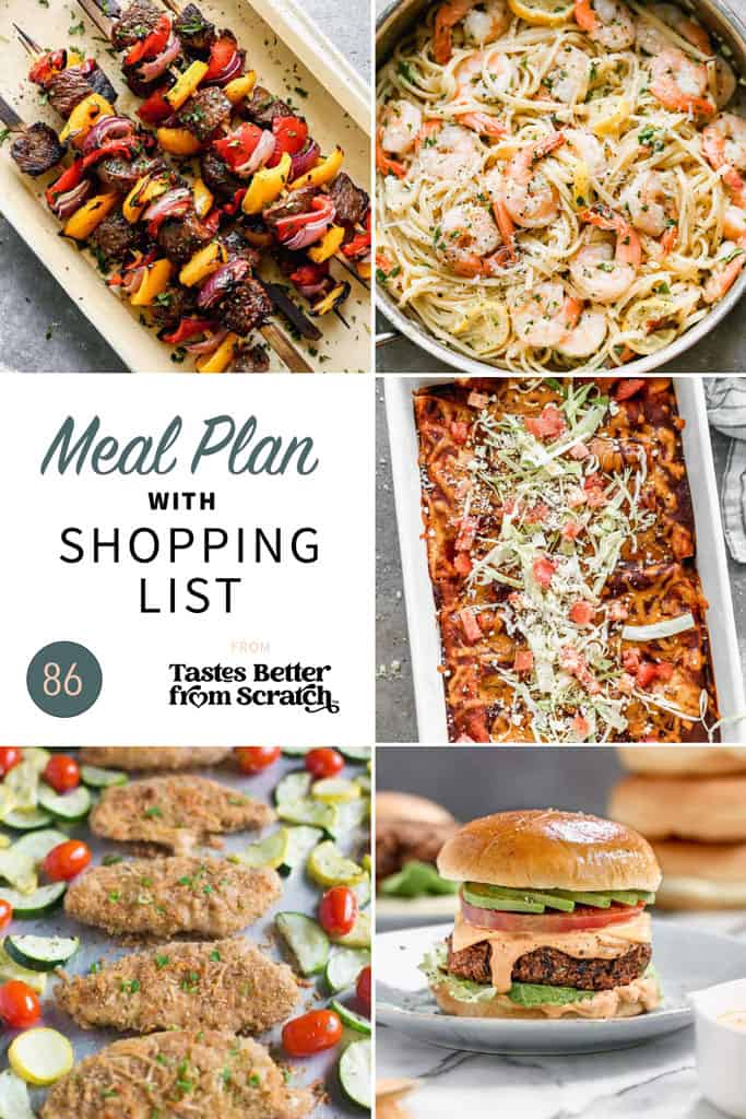 a collage of 5 recipes from meal plan 86.