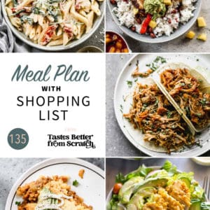 a collage of 5 recipes from meal plan 135.