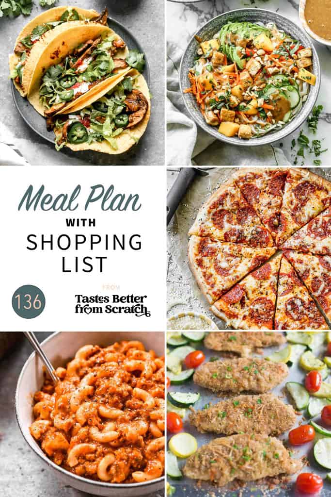 collage of 5 recipes from meal plan 136.
