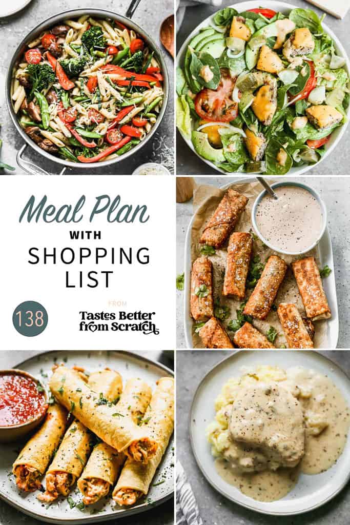 a collage of 5 recipes from meal plan 138.
