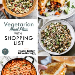 a collage of 5 recipes from vegetarian meal plan 11.