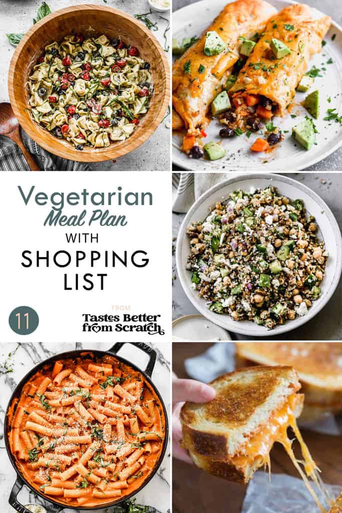 a collage of 5 recipes from vegetarian meal plan 11.