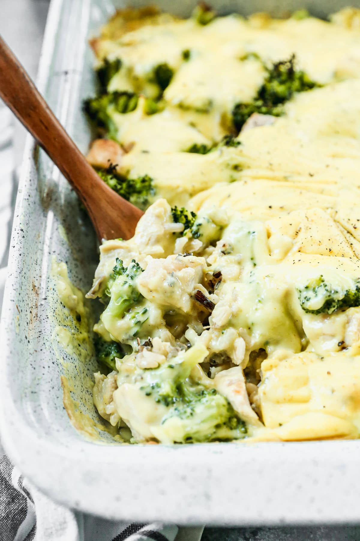 This chicken divan with rice is flavorful, packed with chicken and broccoli, and is a meal the whole family will love!