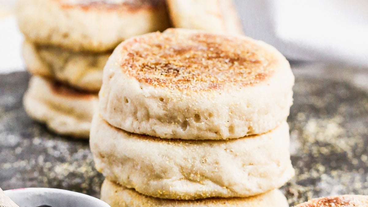 These homemade English Muffins are life-changing! They are soft, chewy, and have that perfect texture. Use them in breakfast sandwiches, eggs benedict, or just with butter and jam. 