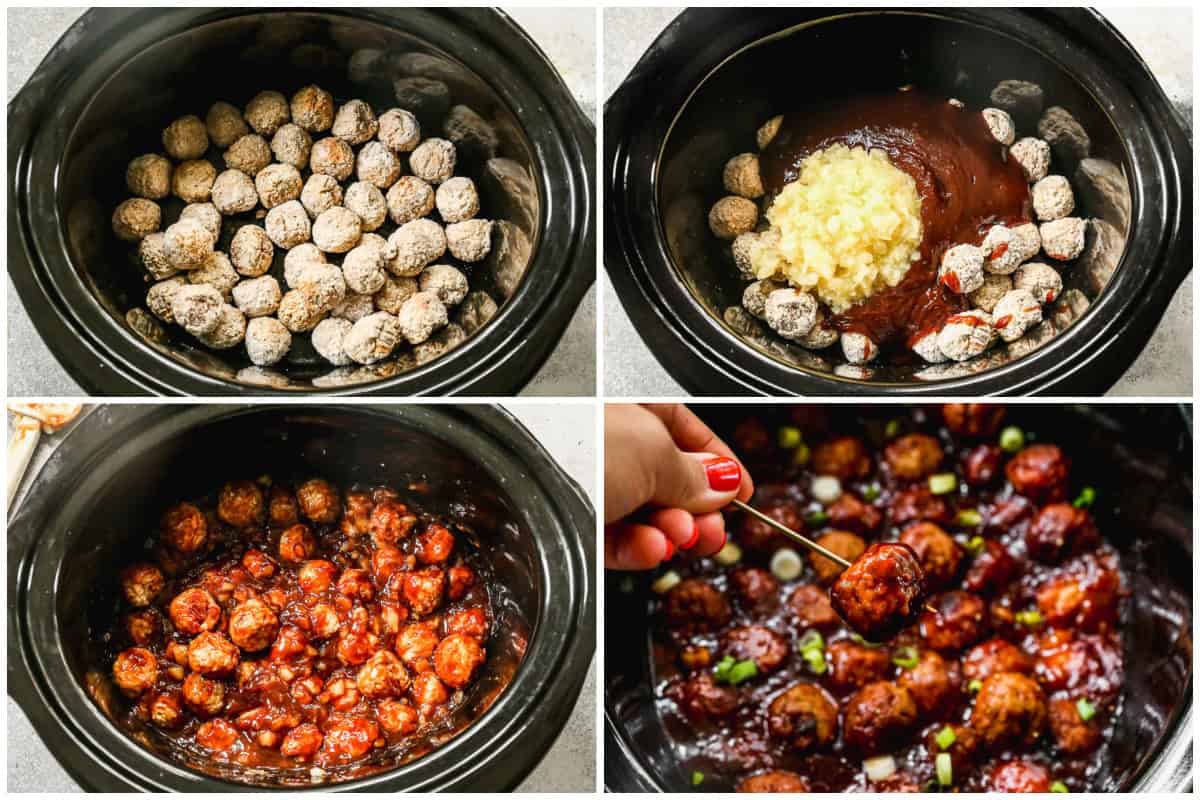 The best Hawaiian Meatballs recipe is truly a dump and go recipe with just frozen meatballs, pineapple, and BBQ sauce for the best appetizer!