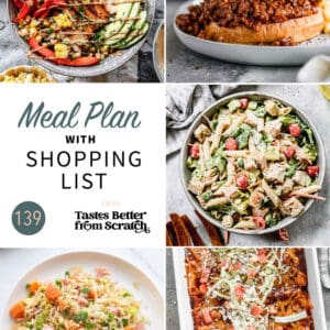 a collage of 5 recipes from meal plan 139.