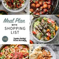 a collage of 5 recipes from meal plan 140.