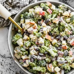 This Broccoli Apple Salad recipe is full of fresh broccoli and apples tossed with craisins and onion in a creamy homemade poppyseed dressing.