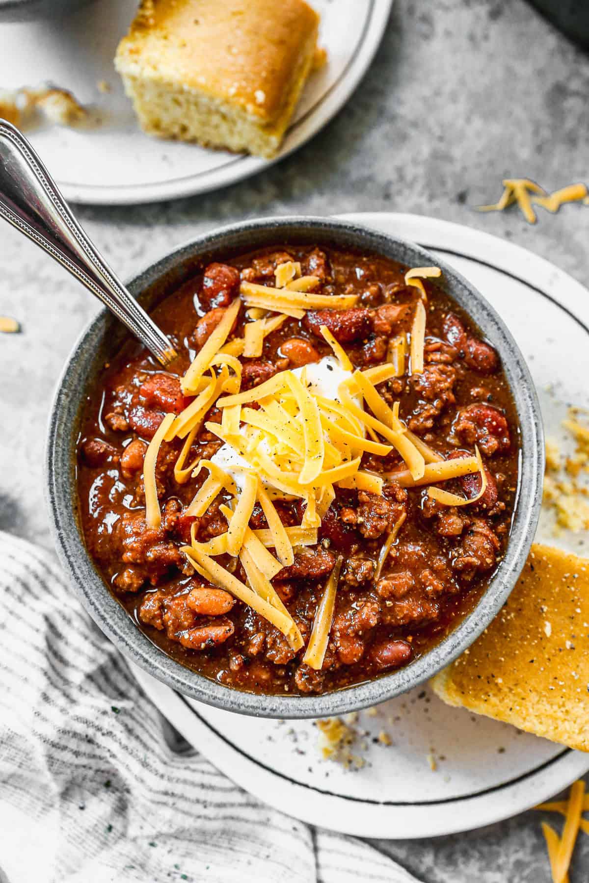 This easy homemade chili is literally restaurant quality with excellent flavor! Enjoy it over waffles, nachos, or with a side of cornbread. It has won several chili cook-off awards!