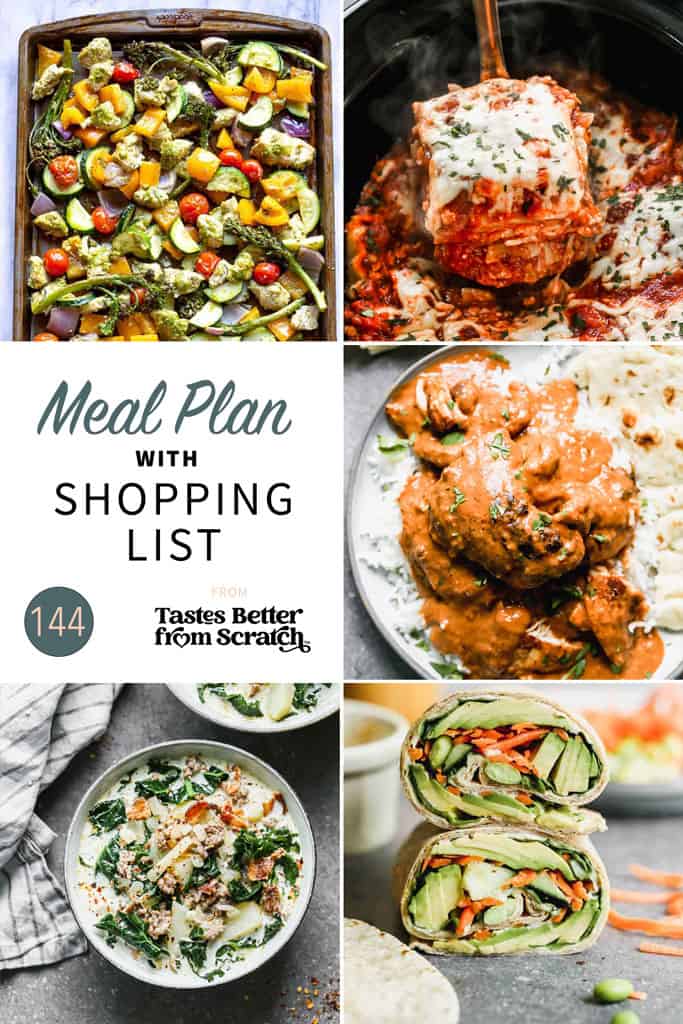 a collage of 5 recipes from meal plan 144.