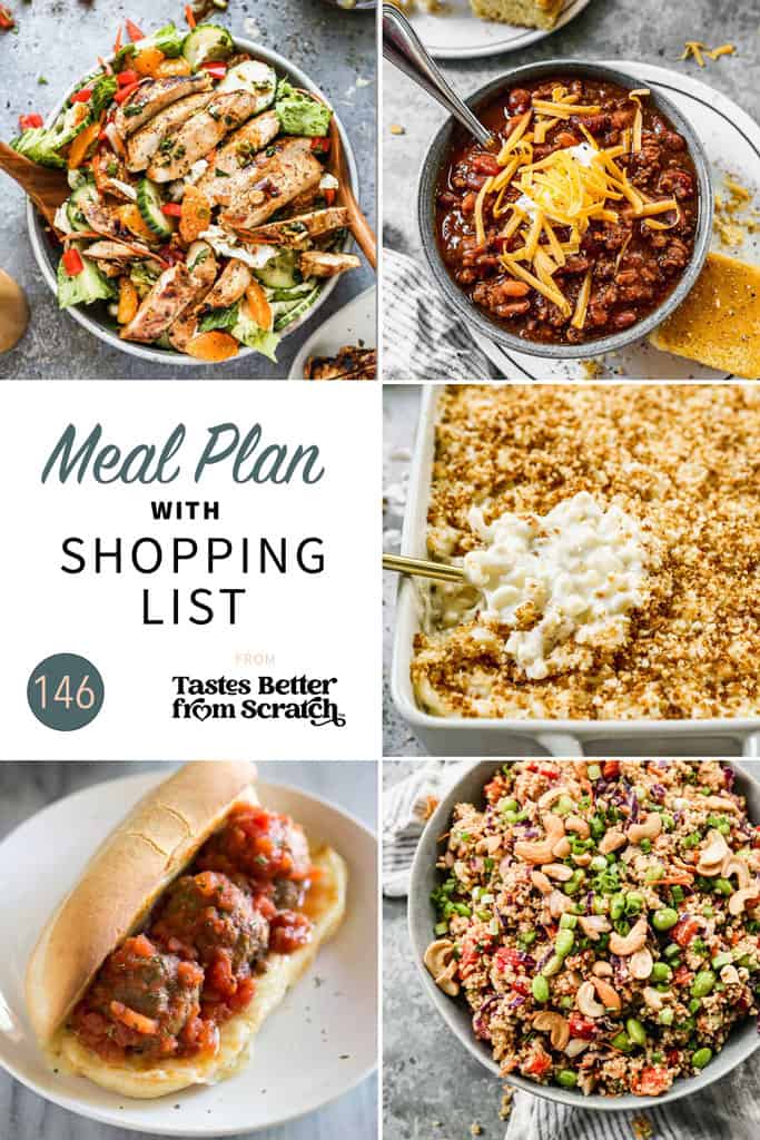 a collage of 5 recipes from meal plan 146.