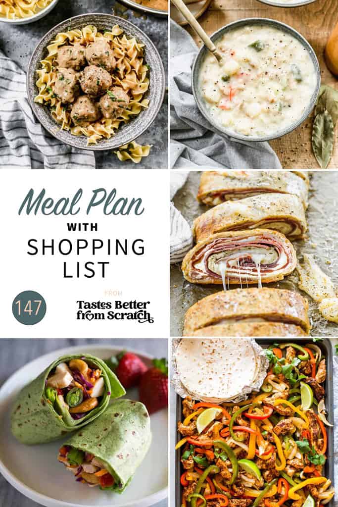 a collage of 5 recipes from meal plan 147.