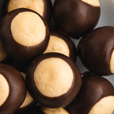 This easy Buckeye recipe only takes 5 ingredients and is ready in less than 30 minutes! It's absolutely delicious and loved at every party!