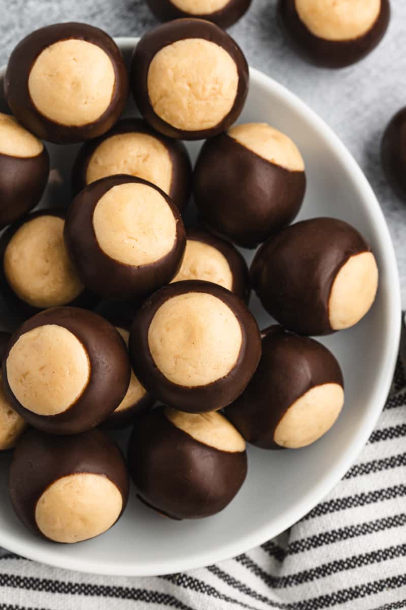 The best Buckeyes recipe in a white bowl, ready to eat and share.