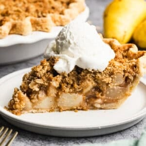 This old fashioned pear pie recipe has a fresh pear pie filling in a buttery crust and topped with streusel. It's absolutely incredible!