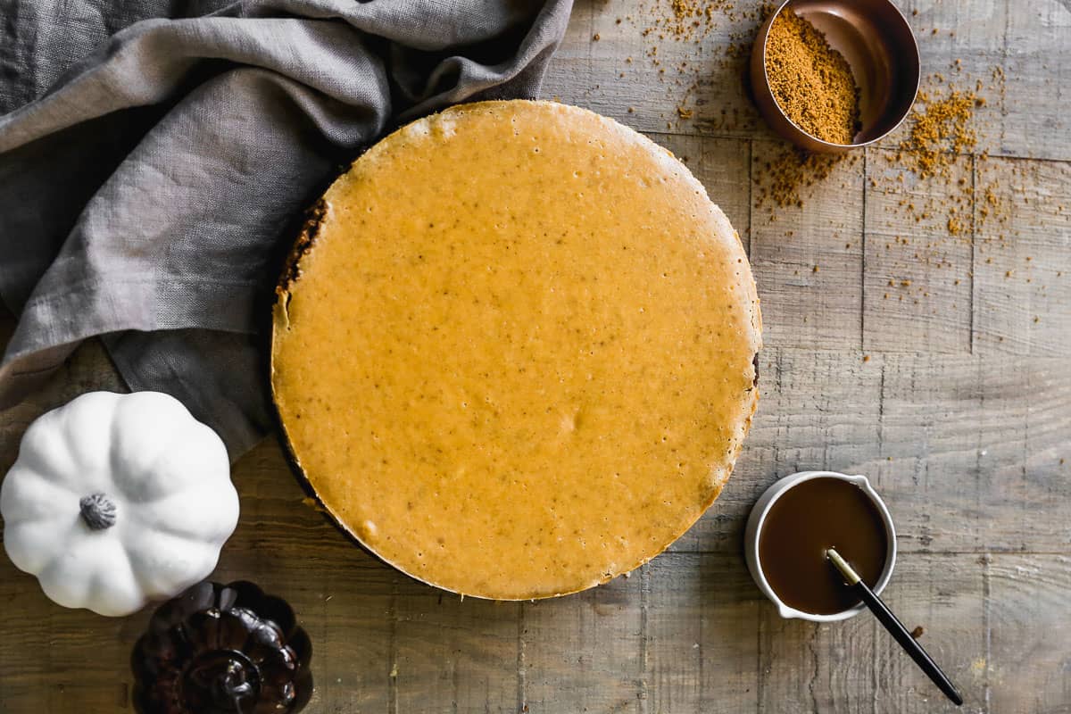The best Pumpkin Cheesecake fresh out of the oven, cooling.