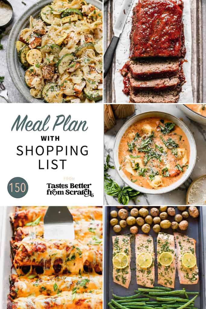 a collage of 5 recipes from meal plan 150.