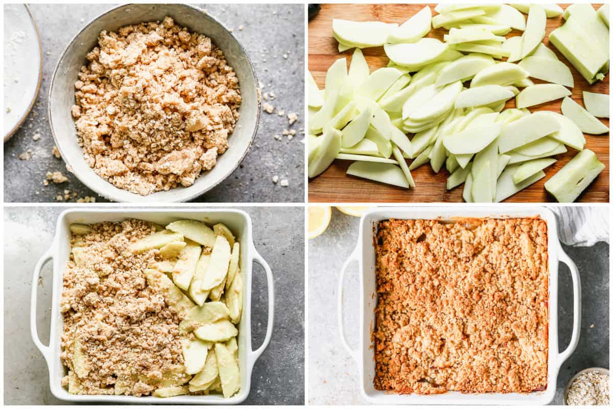 Learn how to make the best Apple Crisp recipe with a simple cinnamon spice butter sauce we toss the apples in then bake with a golden, crunchy, oat topping. It's a crowd pleaser especially served with vanilla ice cream!